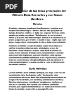 Interpretación de Las Ideas Principales Del Filósofo René Descartes y Sus Frases Célebres.