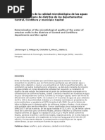 Determinación de La Calidad Microbiológica de Las Aguas de Pozo Artesiano de Distritos de Los Departamentos Central, Cordillera y Municipio Capital