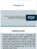 "Winding Up": Subject: Legal Environment of Business Sub-Code: Inm 582 Lecture-9: Prof - Raghunath Chakraborty