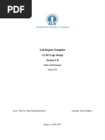 Lab Report Template: CS 303 Logic Design Section I/ II