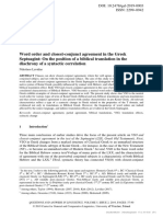 Lavidas - Word Order and Closest-Conjunct Agreement in The Greek Septuagint - On The Position of A Biblical Translation in The Diachrony of A Syntactic Correlation