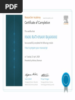 Mani Rathinam Rajamani: Certificate of Completion