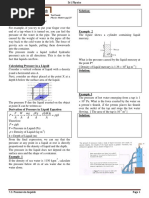 Notes 7.2 Pressure in Liquids