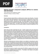 Robust Principle Component Analysis (RPCA) For Seismic Data Denoising