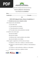 Ficha de Avaliação de Conhecimentos Curso Técnico de Contabilidade Nome Classificação Formador .. EFA