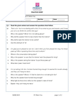 Practice Sheet Subject: English Topic: If I Were You Grade: IX Div: - Roll No: - Date