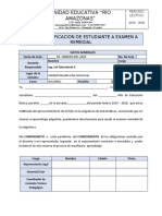 Acta de Notificacion de Estudiante A Examen A Remedial