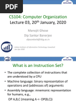 CS104: Computer Organization: Lecture 03, 20 January, 2020