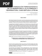 Caracterización Termodinámica de Un Reservorio A Alta Presión y Temperatura