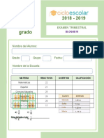 Examen Trimestral Cuarto Grado Bloque III 2018-2019