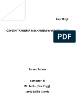 Oxygen Transfer Mechanism in Wastewater: First Draft