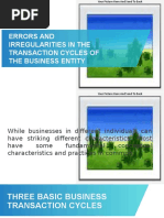 Errors and Irregularities in The Transaction Cycles