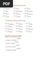 1) Complétez Par L'adjectif Possessif Qui Convient: Ma Mes Mon