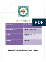 Brand Management: Submitted To Prof. Amir Illyas Submitted by Roll No Section