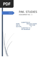 Pak. Studies: Assignment No. 3