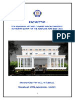 Prospectus: For Admission Intomds Courses Under Competent Authority Quota For The Academic Year 2020 - 2021