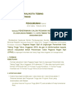 Pengumuman CPNS Pemko Tebing Tinggi 2019 PDF