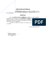 Certificado de Trabajo Residente de Obra