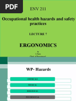 Occupational Health Hazards and Safety Practices: Ergonomics