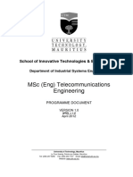 MSC (Eng) Telecommunications Engineering: School of Innovative Technologies & Engineering