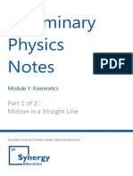 Preliminary Physics Notes: Part 1 of 2: Motion in A Straight Line