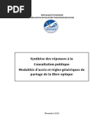 Synthèse Des Réponses - Consultation Publique - Fibre Optique PDF