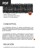 Relacion Entre La Contabilidad de Costos, Financiero y Administrativo