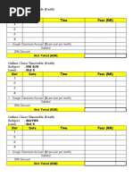 Online Class Timetable