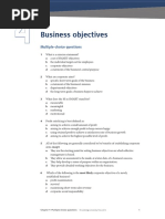 Business Objectives: Multiple-Choice Questions