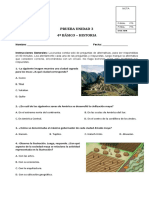 Prueba de La Unidad 3 de Historia y Geografia 4º Basico