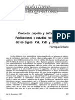 Cronicas, Papeles y Autores, Publicaciones y Estudios Recientes de Los Siglos XVI, XVII Y XVIII PDF