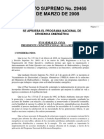 D S 29466 Programa Nacional Eficiencia Energética