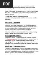 Business Definition: Business Definition Into Business Entity Definition and Business Activity Definition