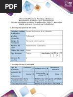 Guía de Actividades y Rúbrica de Evaluación - Paso 3 - Narración Digital Acerca de Estadística y Probabilidad