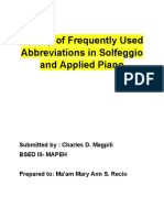 Gallery of Frequently Used Abbreviations in Solfeggio and Applied Piano