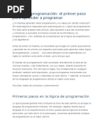 Lógica de Programación: El Primer Paso para Aprender A Programar