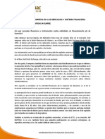 Actividades de Su Empresa o Negocio en Los Mercados y Sistema Financiero