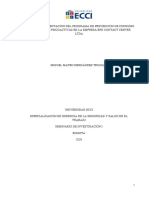 Diseño e Implementación Del Programa de Prevención de Consumo de Sustancias Psicoactivas en La Empresa Bpo Contact Center Ltda