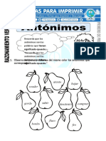 Ficha de Antónimos para Primero de Primaria