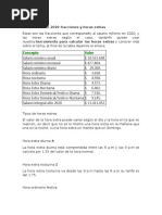 Salario Mínimo 2020 Fracciones y Horas Extras