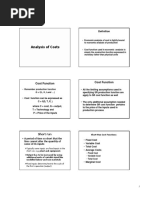 Analysis of Costs: Cost Function Cost Function