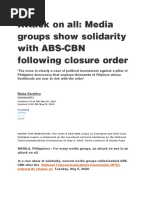 Attack On All: Media Groups Show Solidarity With ABS-CBN Following Closure Order