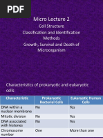 Micro Lecture 2: Cell Structure Classification and Identification Methods Growth, Survival and Death of Microorganism