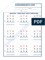 Addition Worksheet - 3 Digit Addition (With Carryover) - 05