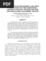 BROODSTOCK MANAGEMENT AND SEED Production of The Rabbitfish and The Sea Bass