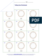 Telling Time Worksheet: Draw The Hands On The Clock