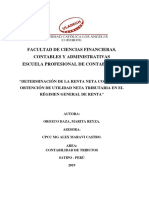 Determinación de La Renta Neta Contable y Obtención de Utilidad Neta Tributaria en El Régimen General de Renta