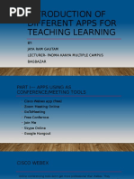 Introduction of Different Apps For Teaching Learning: BY: Jaya Ram Gautam Lecturer-Padma Kanya Multiple Campus Bagbazar