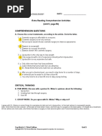 Extra Reading Comprehension Activities (Unit 5, Page 56) : Top Notch 2, Third Edition