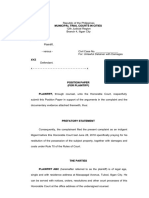 Position Paper For Plaintiff (Ejectment Case)